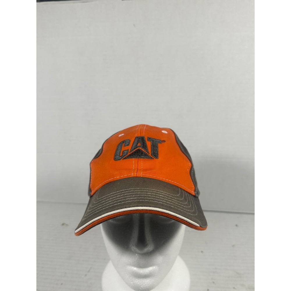 Caterpillar CAT Hat Orange CharcoalGrey Embroidered Logo Adjustable Baseball Cap